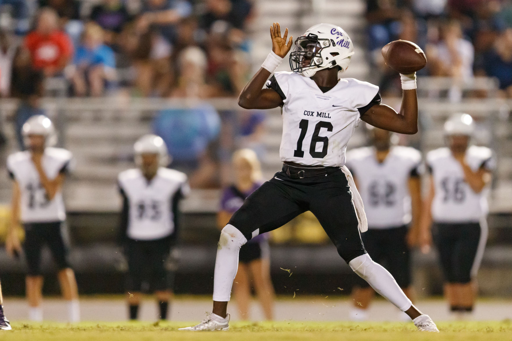 The Hickory Ridge Ragin' Bulls defeat the Cox Mill Chargers 38-30 to remain undefeated.